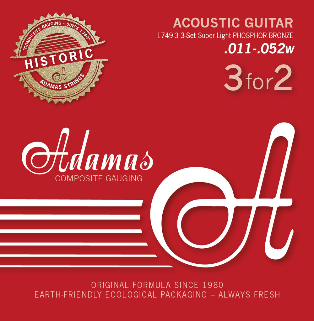 Adamas 1749-3 – 3x sada strún na akustickú gitaru Phosphor Super Light 11