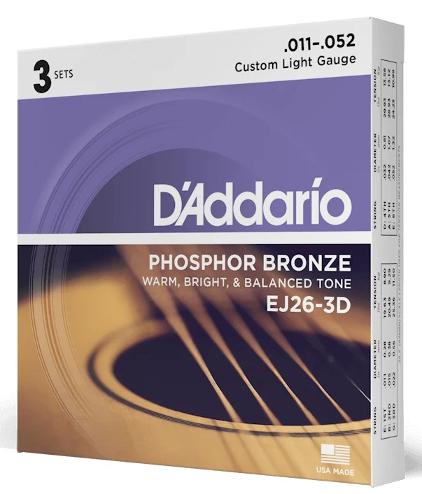 D’Addario EJ26 Phosphor Bronze – struny na akustickú gitaru 11–52