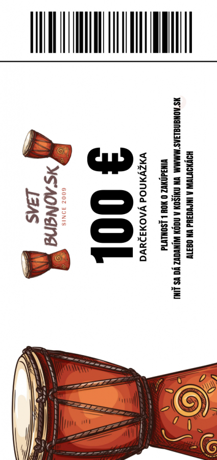 Darčeková poukážka 100€ svetbubnov.sk