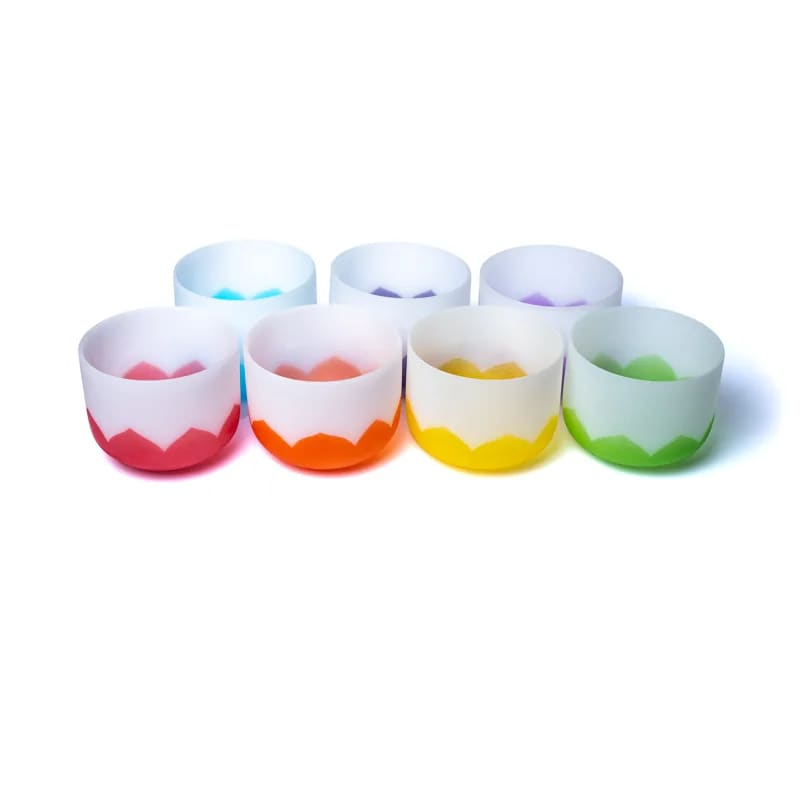 Farebné kryštálové spievajúce misky 7x Lotos Chakra - 20-30cm, 432Hz