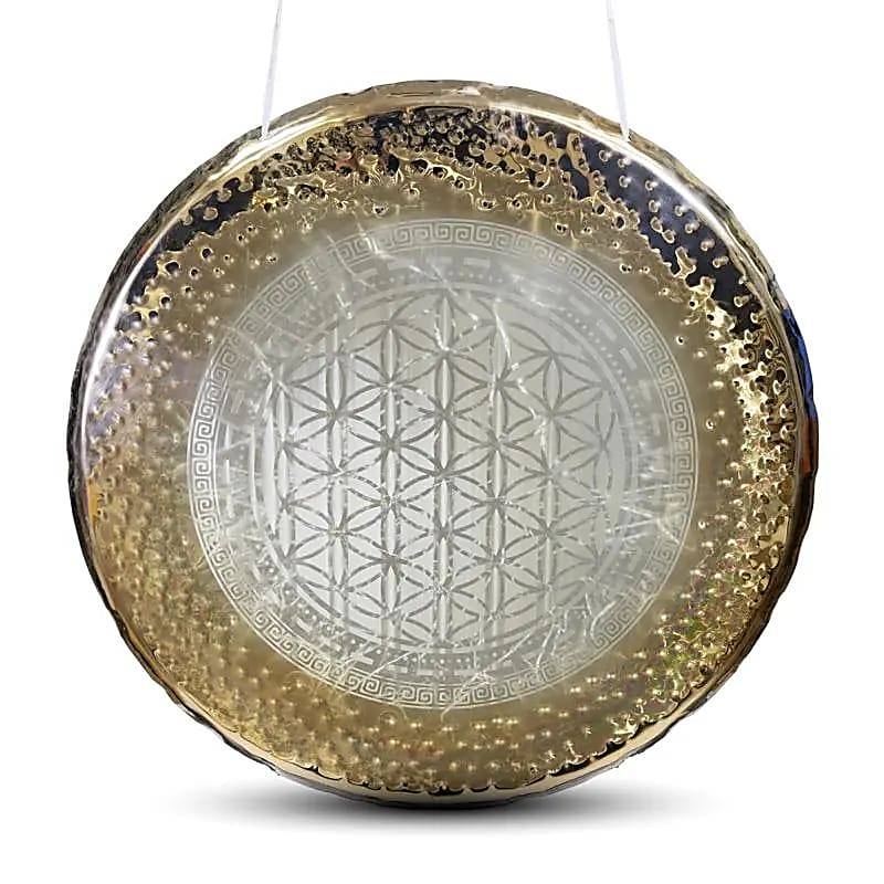 Mirror gong Flower of Life 50 cm – leštený meditačný gong (2,48 kg)