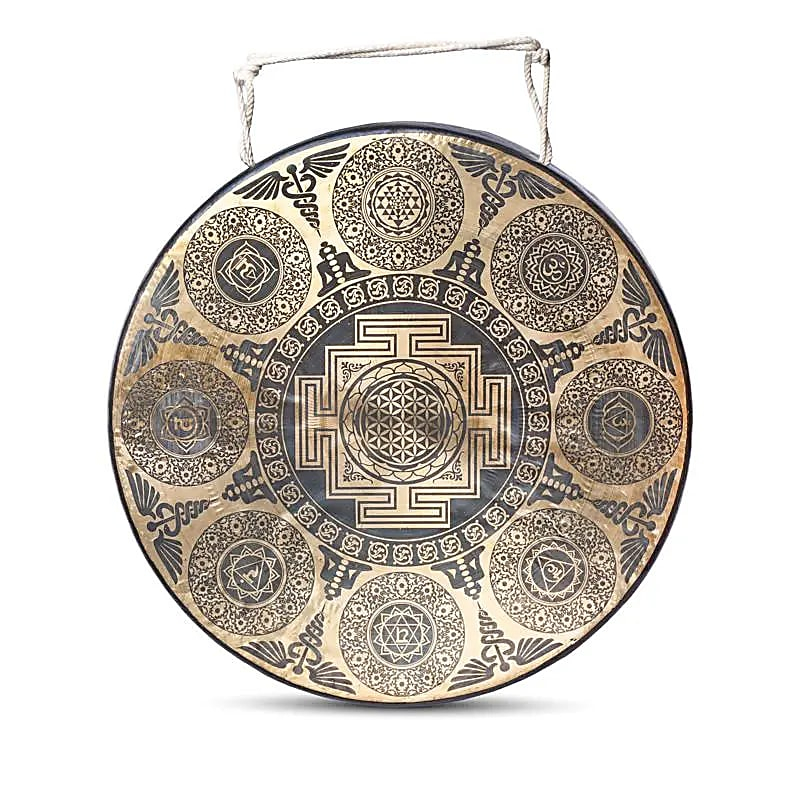 Nepálsky gong 7 čakier 60 cm – rytý meditačný gong (9,5 kg)