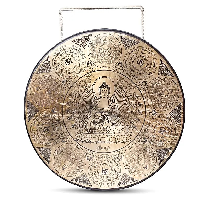 Nepálsky gong Buddha Šákjamuni 60 cm – rytý meditačný gong (9,5 kg)