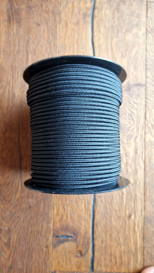 Profesionálna šnúra na djembe 5,5 mm s jadrom čierna  - 1m
