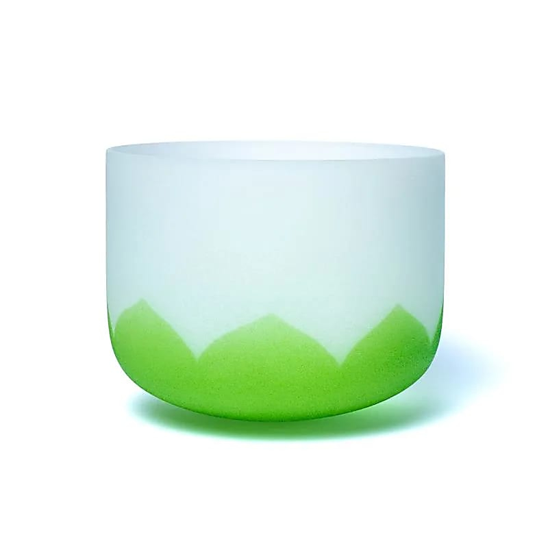 Zelená kryštálová spievajúca miska Lotos - Chakra 4 - 30cm, F-tón, 432Hz