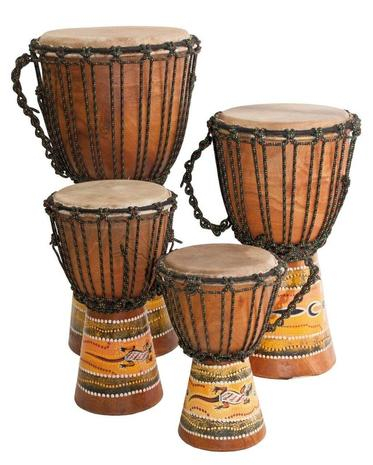 DJEMBE S Aboridžinejskou MAĽBOU MAHAGÓN 25 CM