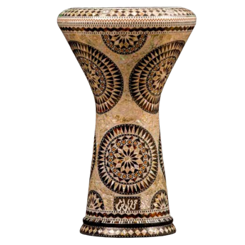 Gawharet EL Fan - Darbuka (Doumbek) Mother of pearl Arabic Flowers 8.75” x 17”